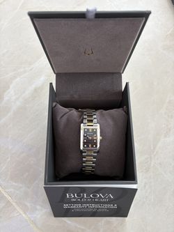 Brand new Bulova 98P230 women’s watch — open box/never worn, complete with original box and paperwork.