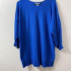 MAX STUDIO Women's Plus Size 1X Boatneck Sweater Tunic Top Royal Blue, Used