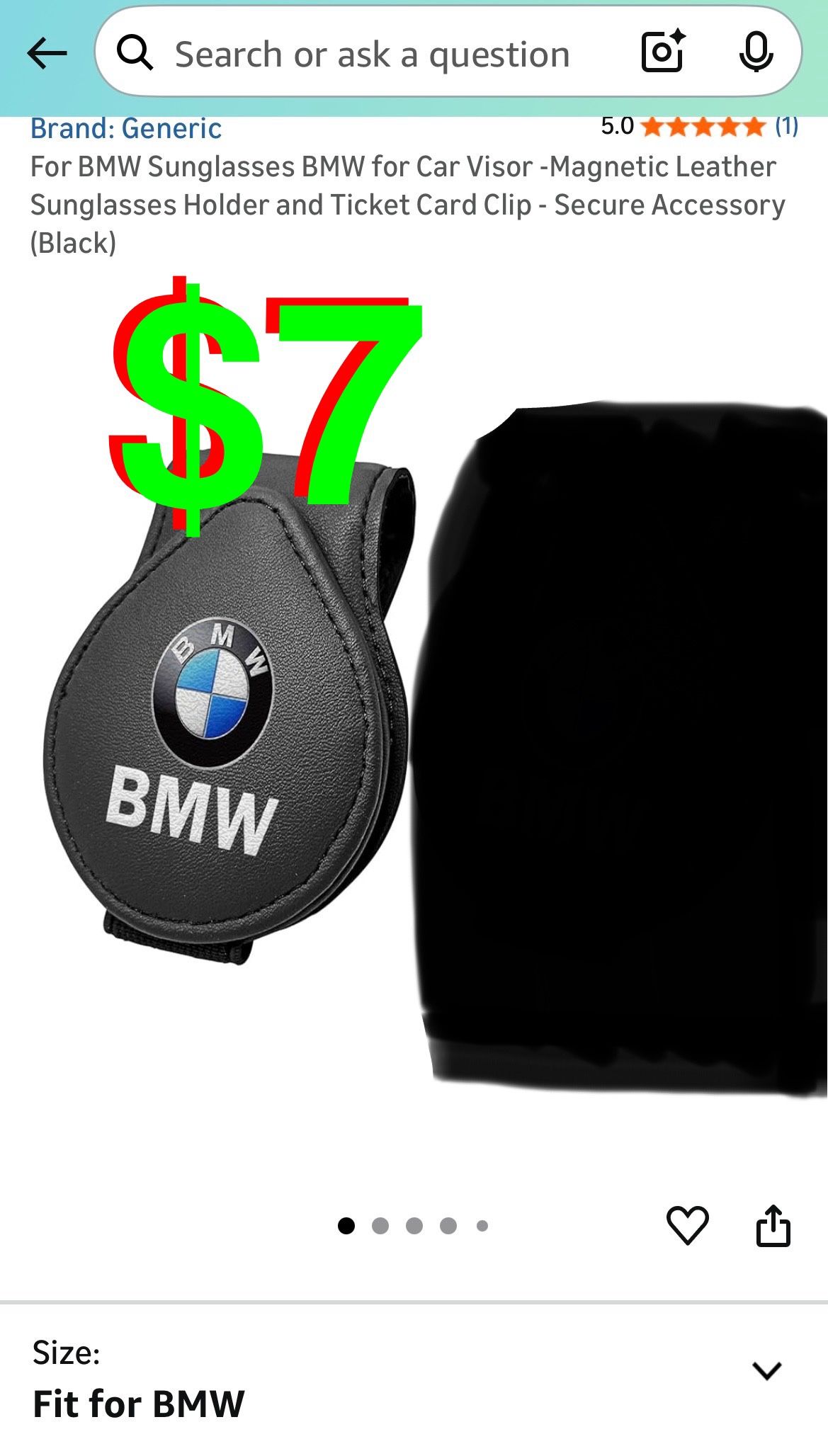 Generic- For BMW Sunglasses BMW for Car Visor -Magnetic Leather Sunglasses Holder and Ticket Card Clip - Secure Accessory (Black)