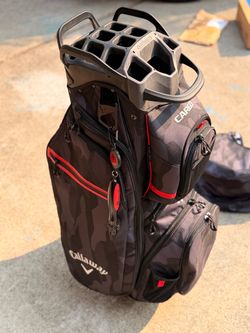Callaway CARGO Cart Golf Bag – Black Camo/Red – 45L – Good/Great Condition + Matching Extras