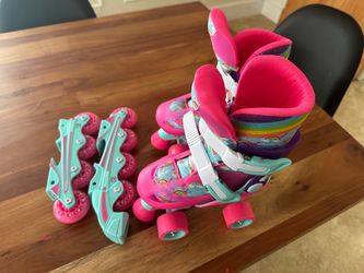 Kids 2-in-1 Convertible Roller Skates / Inline Skates size 12-2