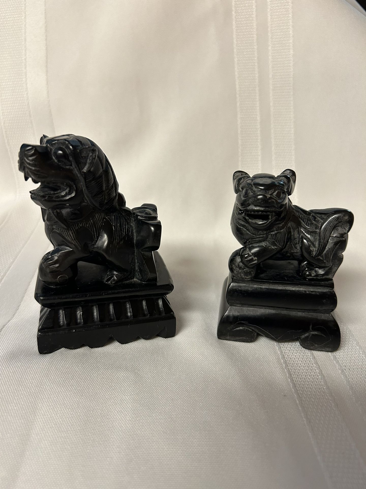 Chinese Black SoapStone Foo Dogs