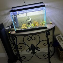 Fish Tank, Fish, Table, And Entire Set Up 