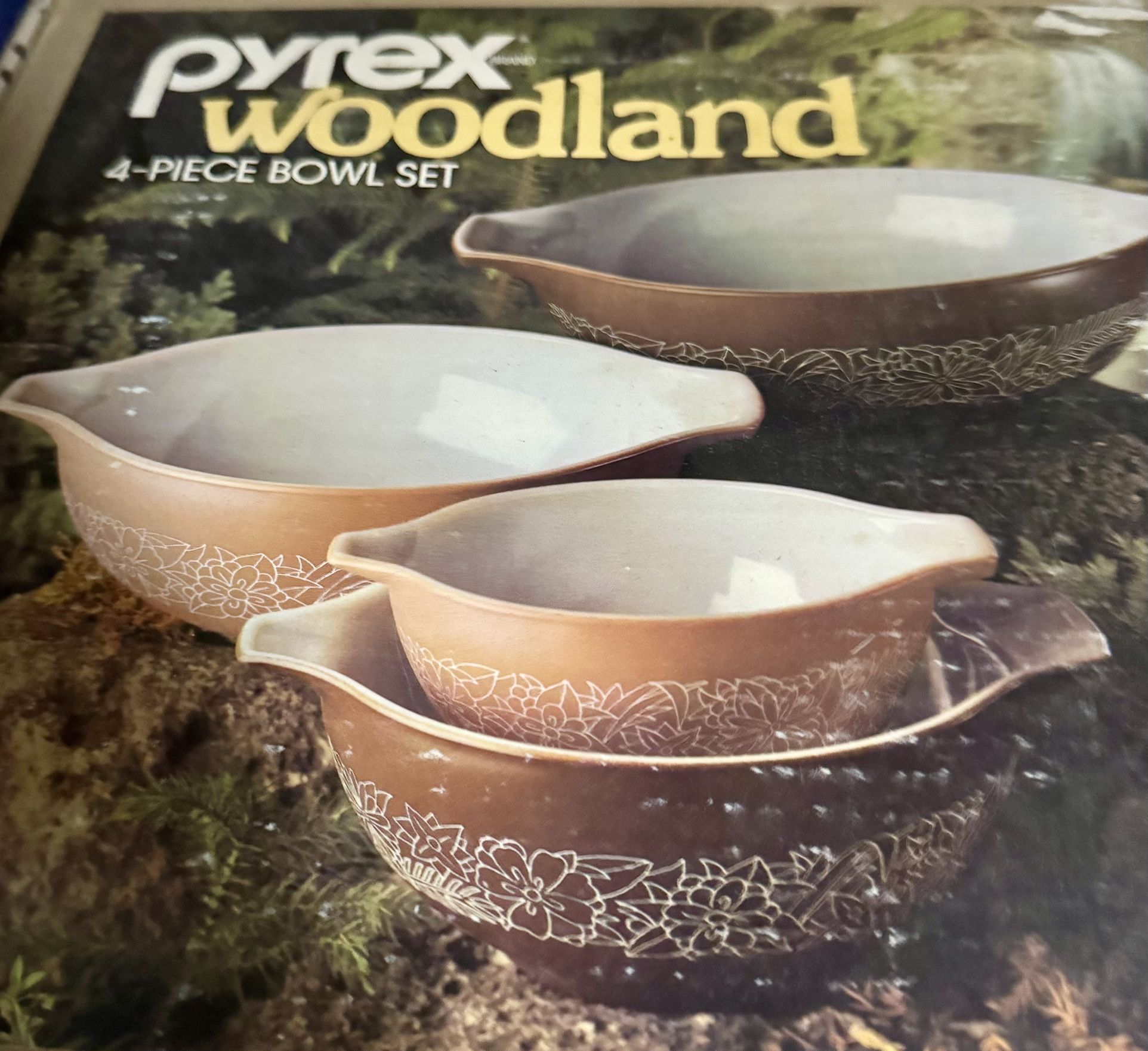 Vintage Pyrex Woodland Cinderella Bowl Set With Box