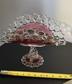 Stunning! Westmoreland Ruby Red "Crystal Lace" Banana Boat. Jupiter