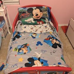 Mickey Mouse Bed With Matt And Bedding 