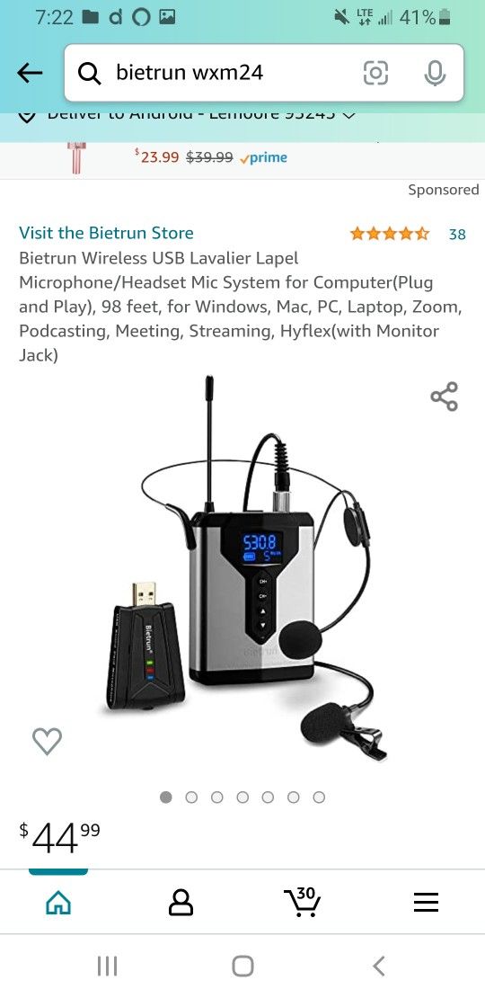 Wireless USB Lavalier Lapel Microphone/Headset Mic System for Computer(Plug and Play)


