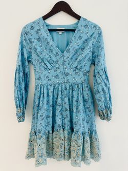 A Collective Story Womens Floral Embroidered Eyelet. Cotton Dress Lined Sz M