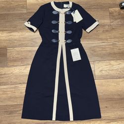 JessaKae Fox Group Grace Navy & Cream Designer Formal Long Dress Womens XS NEW!