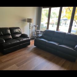 Leather Sofa Set , Black Recliner