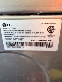 LG Washer WT7300CV and Dryer DLE7300VE Set