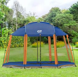 Screen House 13 x 13 Ft Screened Mesh Net Wall Canopy Tent Screen Shelter Gazebos for Patios Outdoor Camping Activities - Blue