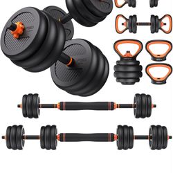 FEIERDUN Adjustable 5‑in‑1 Dumbbell Set (45 lb pair)