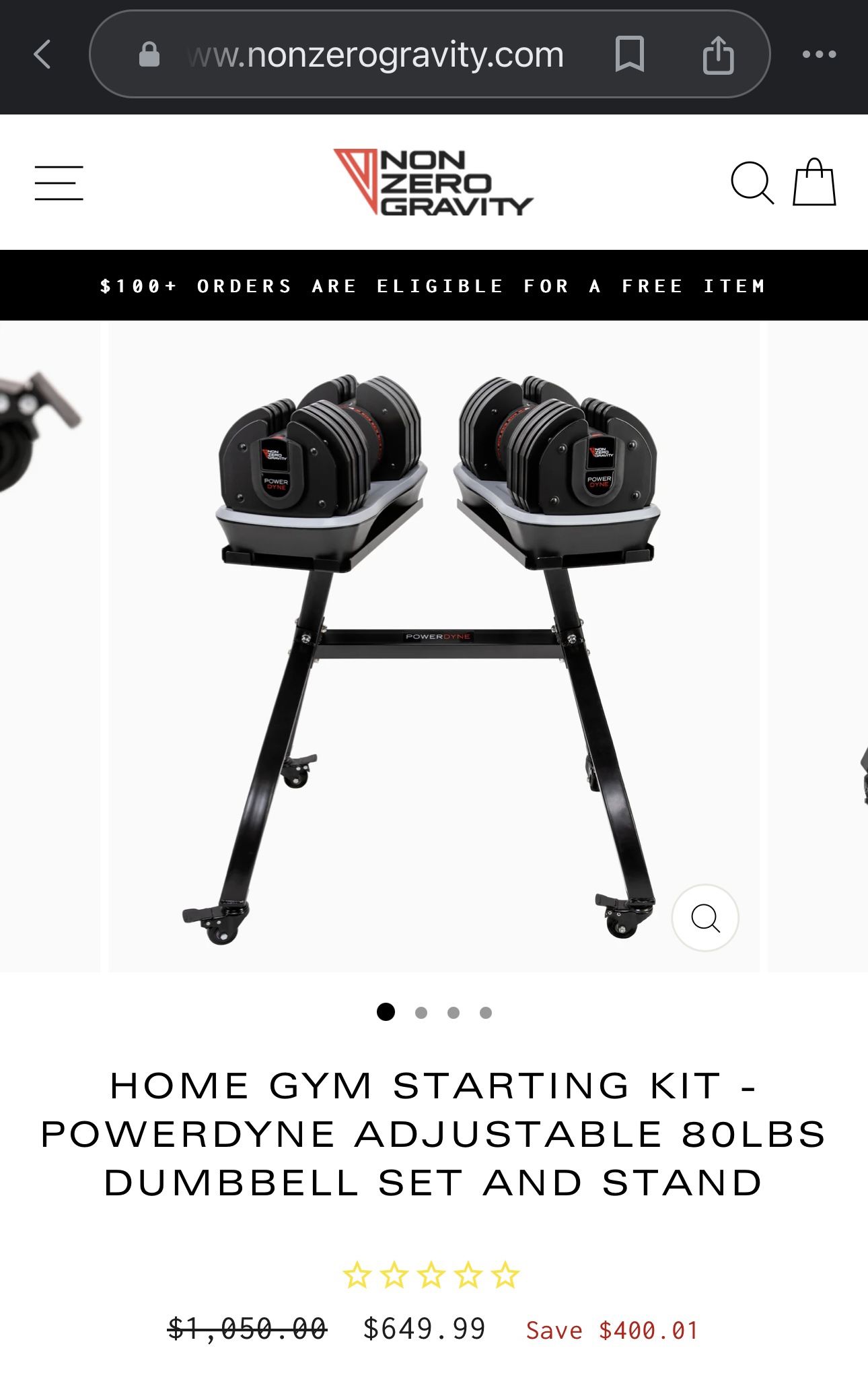 The PowerDyne Adjustable Dumbbell Set with rolling stand (price is firm)