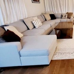 Large 5 Seater Light Grey Sectional Sofa