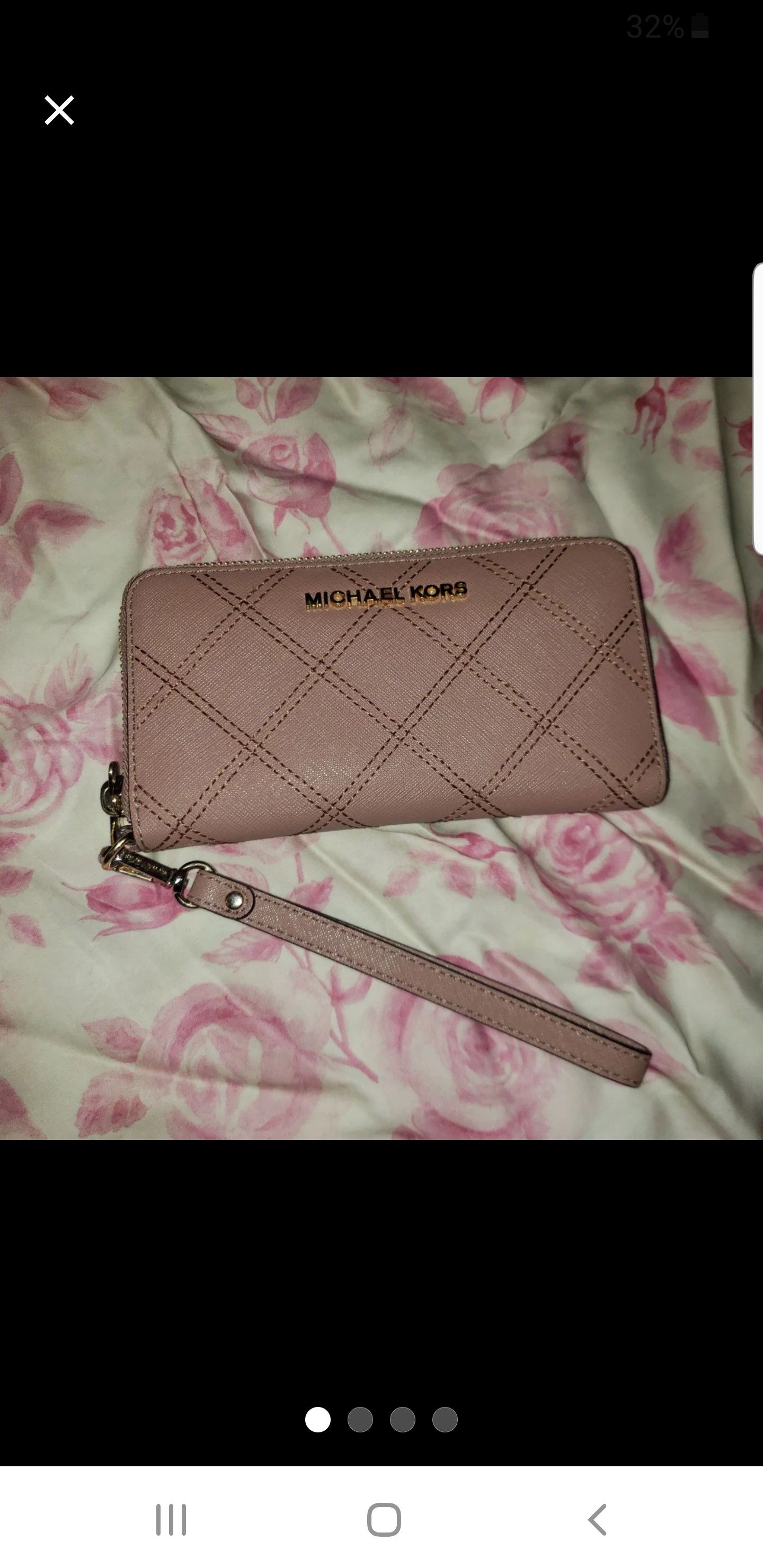 Mk michael kors dusty rose mauve pink stitched wallet wristlet
