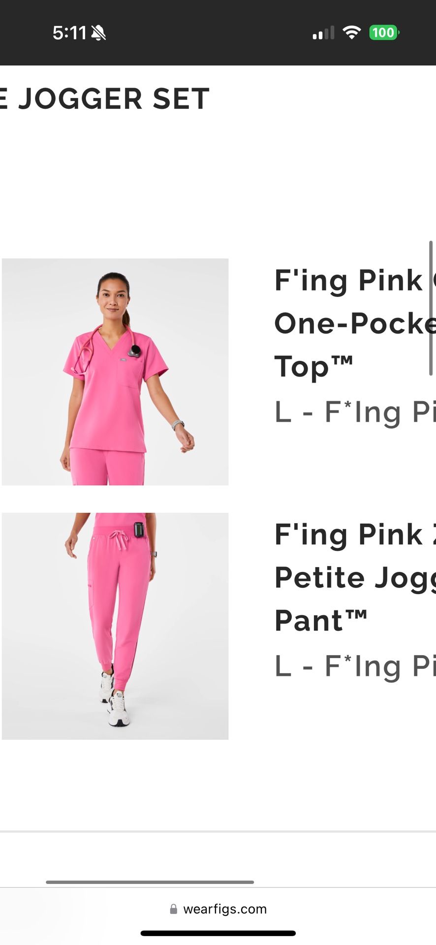 Figs Scrubs Large Petite 