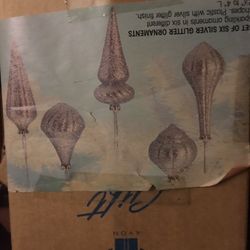 Silver Glitter Ornaments