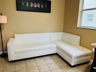 White Vinyl 2 Piece Sofa 