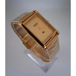 Men's Vintage Seiko Tank Gold Tone Wrist Watch RARE