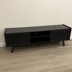 Black Entertainment Center With Medal Sliding Doors