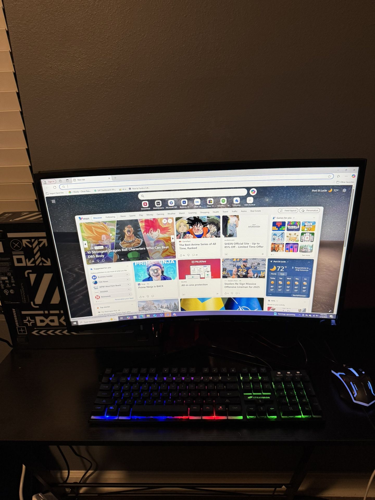 HP RGB Gaming Desktop Computer And Monitor Setup