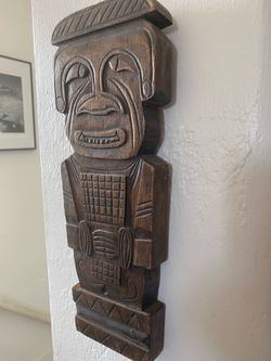 Wooden Tiki Man Carving
