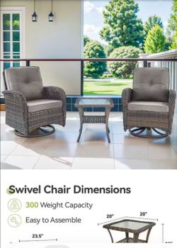 NEW IN BOX PATIO CHAIRS SET OF 2 WITH TABLE