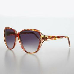 Vintage Sunglasses, Large Sunglasses in Red Calico New Old Stock Eyewear 80s 90s
