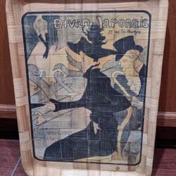 Vintage Art Deco Paris Bamboo Tray Or Kitsch Kitchen Decorations Dutch MCM 