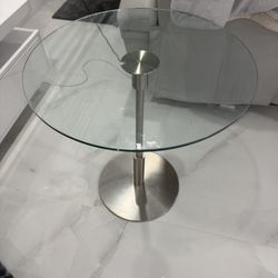 2 Glass Top With Satin Nickel Finish Structure Table