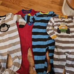 4 Pair Carters Footie Pajamas,  3T