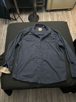 Navy Blue Long Sleeve Button-Up Shirt