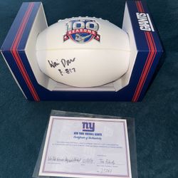New York Giants Signed Franklin 100th Season White Football Auto