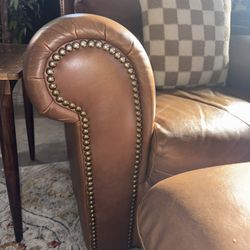 Genuine Leather Oversized Armchair + Ottoman