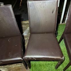 Wooden leather Wrapped Kitchen Chairs 3