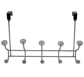 Uniware Over the Door Hanger Rack with 5 Hooks and Crystal Ball Tips
