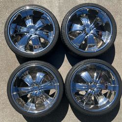 Chrome Velocity 22” Wheels & Tires
