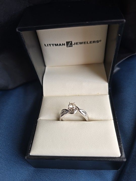 1/4 Carat Real Diamond 10k White Gold Engagement Ring