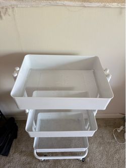 White 3-Tier Rolling Storage Cart on Wheels – Great Condition
