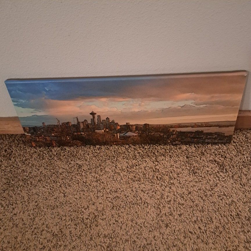 Seattle Skyline Oil painting ( signed )