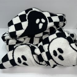 Halloween Ghost Checker Blanket
