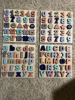 WOODEN ALPHABET / NUMBERS PUZZLE BOARDS
