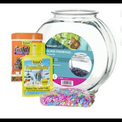 New glass fish bowl starter set