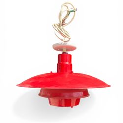 Vintage Red Industrial Hanging Light Fixture – Metal Ceiling Lamp
