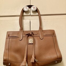Dooney Bourke Mini Tassel Tote Brown Leather 