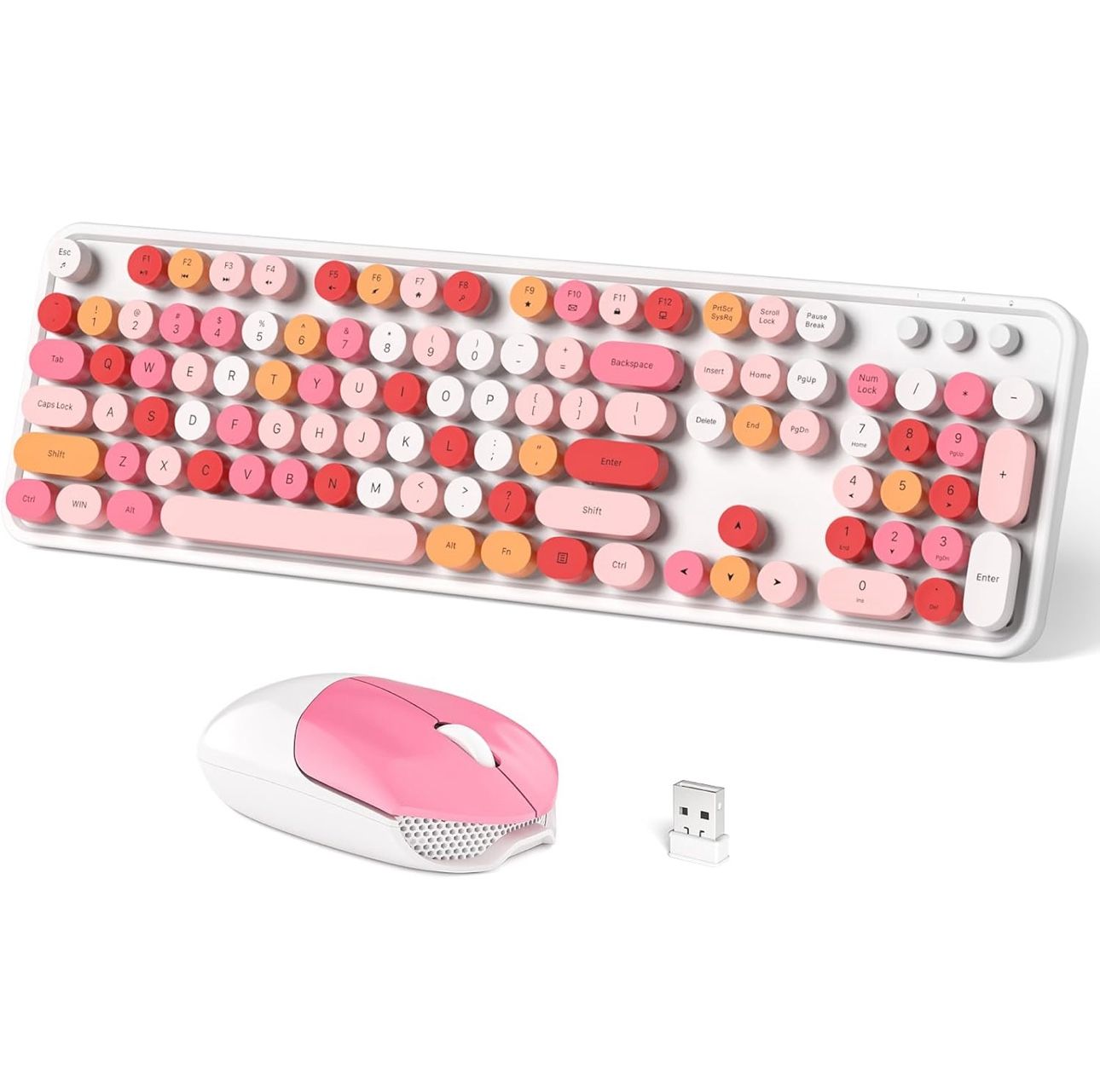 🔥NEW🔥 Wireless Keyboard & Mouse Combo, MOWUX Full Size Typewriter Retro Round