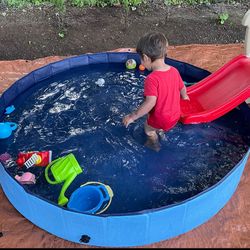 New 63” Pool Hard Plastic Foldable Dog Bathing Tub Portable Outside Kids Swimming Pool