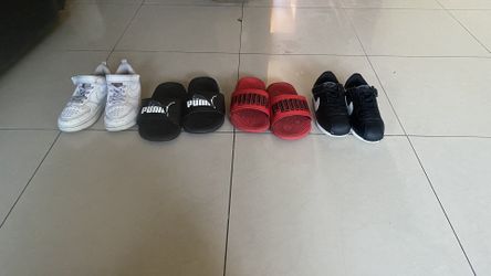 2 Puma  Slippers And 2 nike Shoes