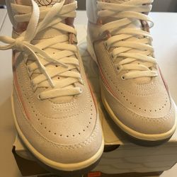 Size 6 Jordan Girls' White Pink High Top Leather Sneakers Lace Up Athletic Shoes